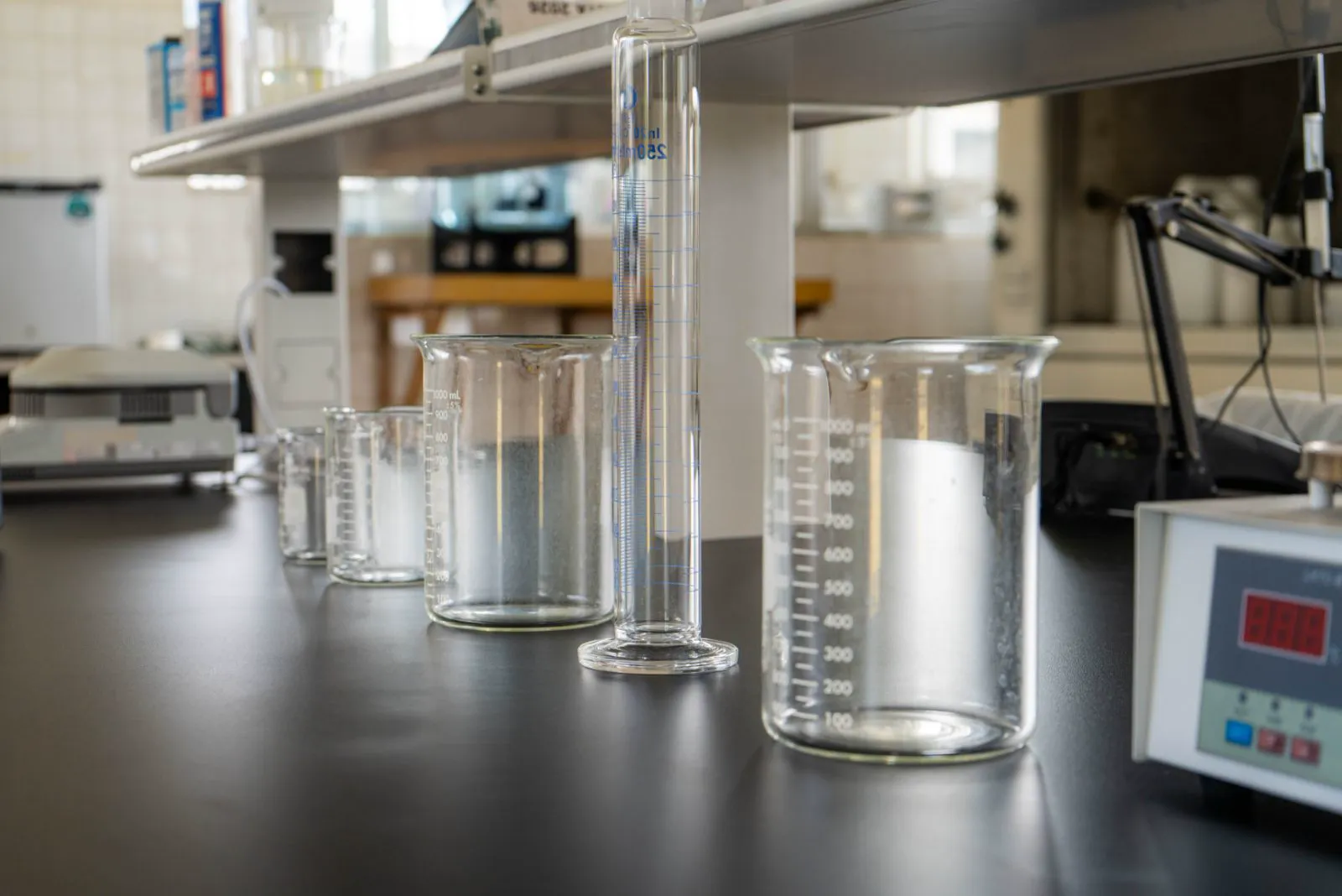CTL formulation laboratory with glassware and analytical balance